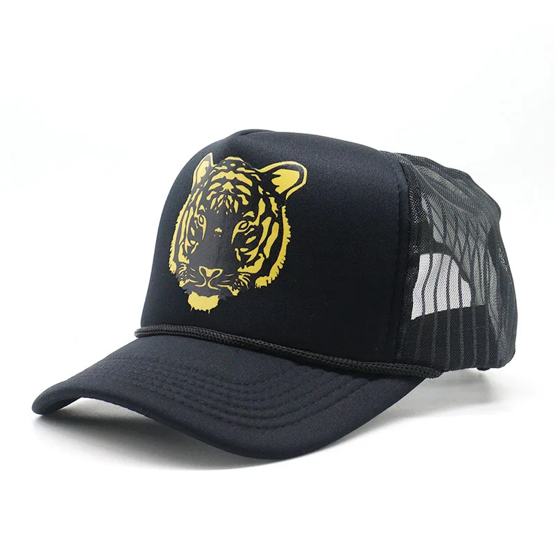 Foreign Trade New Couple Mesh Cap Summer Sun Protection Breathable Mesh Cap Tiger Head Printed Baseball Cap Aliexpress Hot Sale