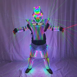 Full Color LED Robot Suit Green Laser Costume Laser Jacket Model Show Dress Clothe DJ Bar Performance