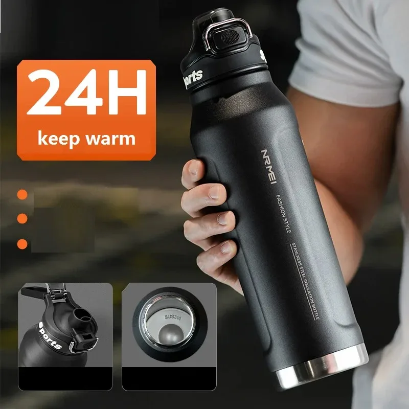 

1L Insulated Stainless Steel Bottle Thermos Water Cup Qutdoor Sports with Handle Vacuum Double Wall Flasks