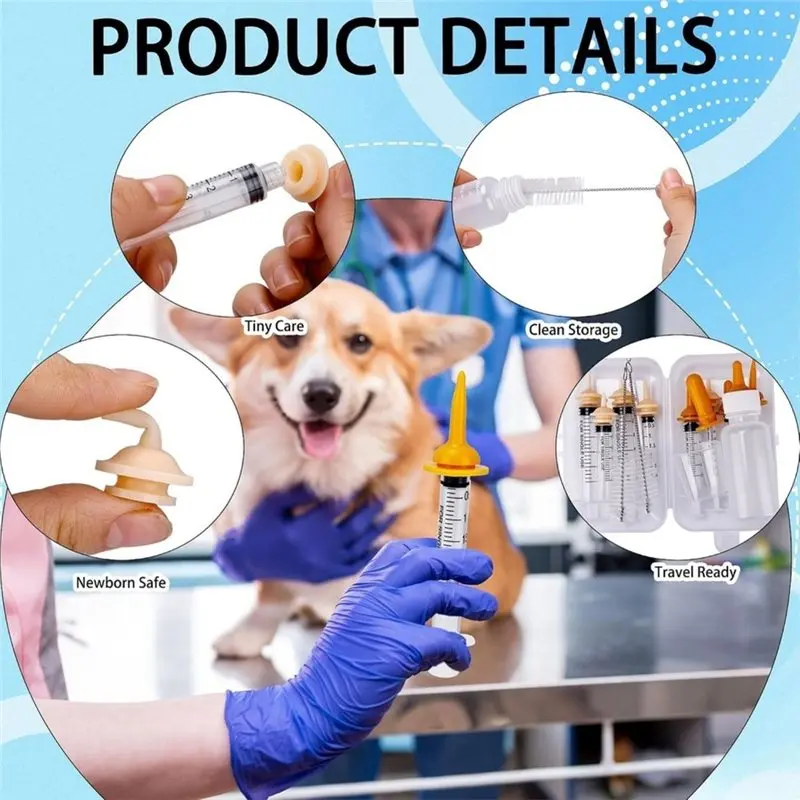 ABKY-Feeding Bottle Kit 23 Pcs Pet Nursing Feeder Set With Nipples Measuring Cup And Brush For Newborn Puppies And Kittens