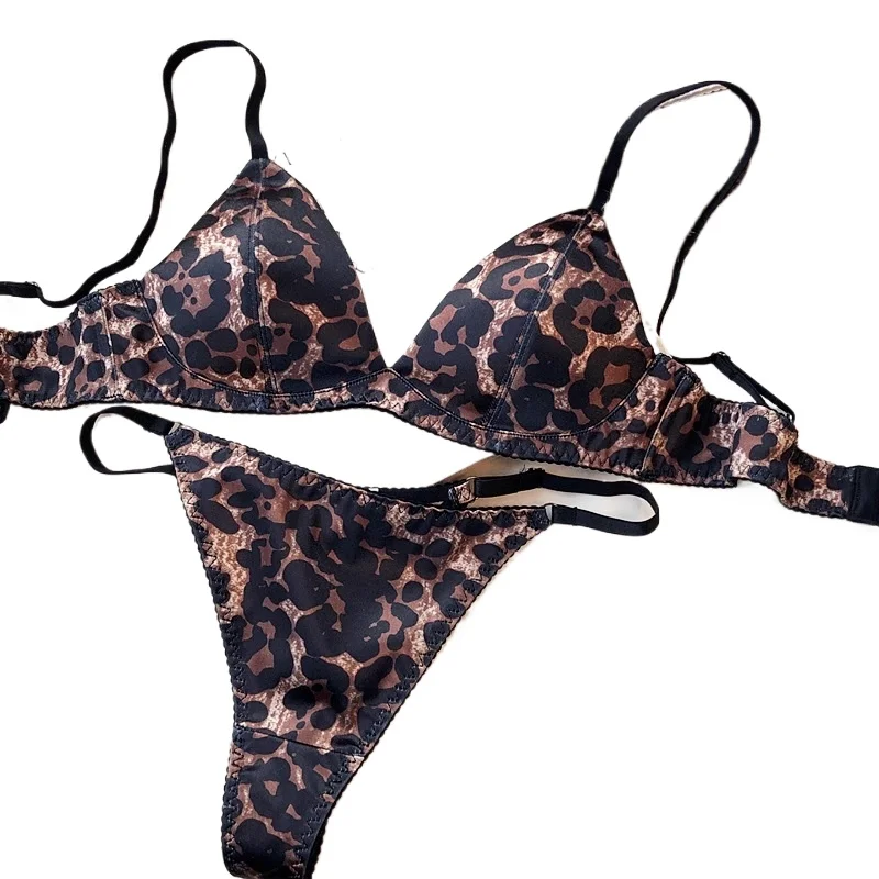 

KUCLUT Sexy Satin Triangle Cup Lingerie Sets For Women Seamless Underwear Thin Small Intimates Wire Free Comfortable Bra T-Back