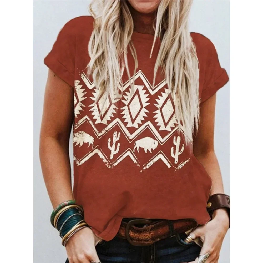 Women 2026 New 3D Printed Short Sleeve T-Shirt Summer Casual Daily Streetwear Chic Minimalist Versatile Top New