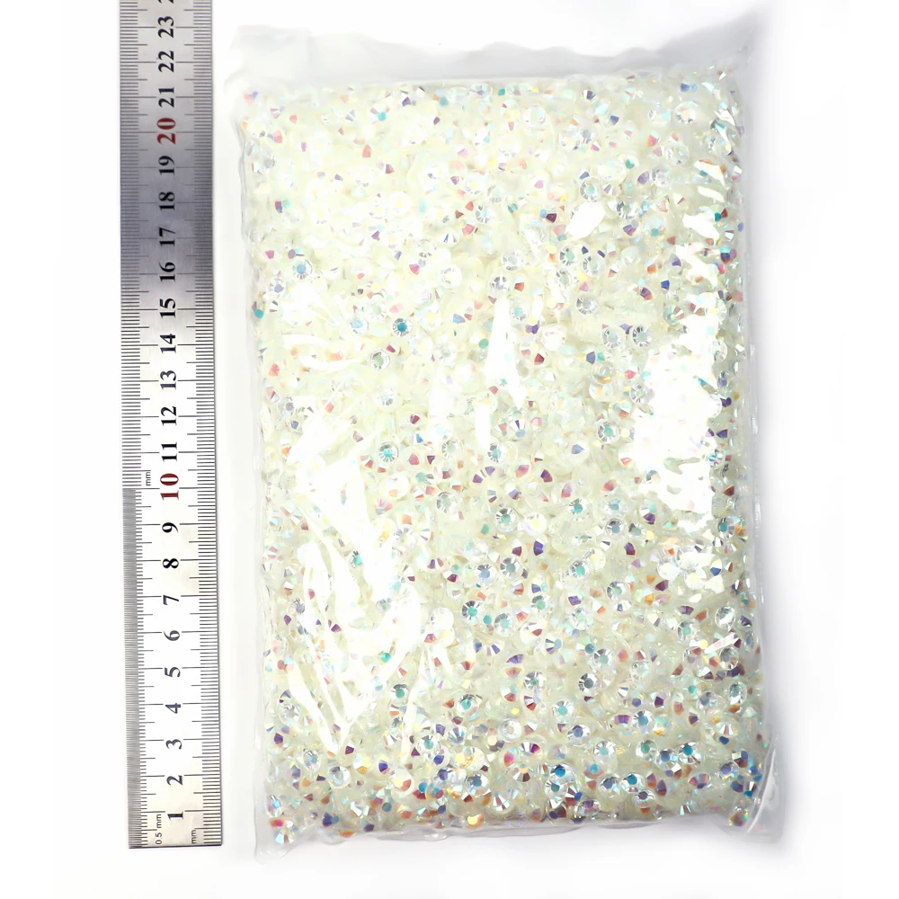 Clear Resin Crystals Flat Back Brilliant Round Rhinestones Bulk VC Stones Glitter Gems Transparent Ab Strass No Hotfix 2-6mm