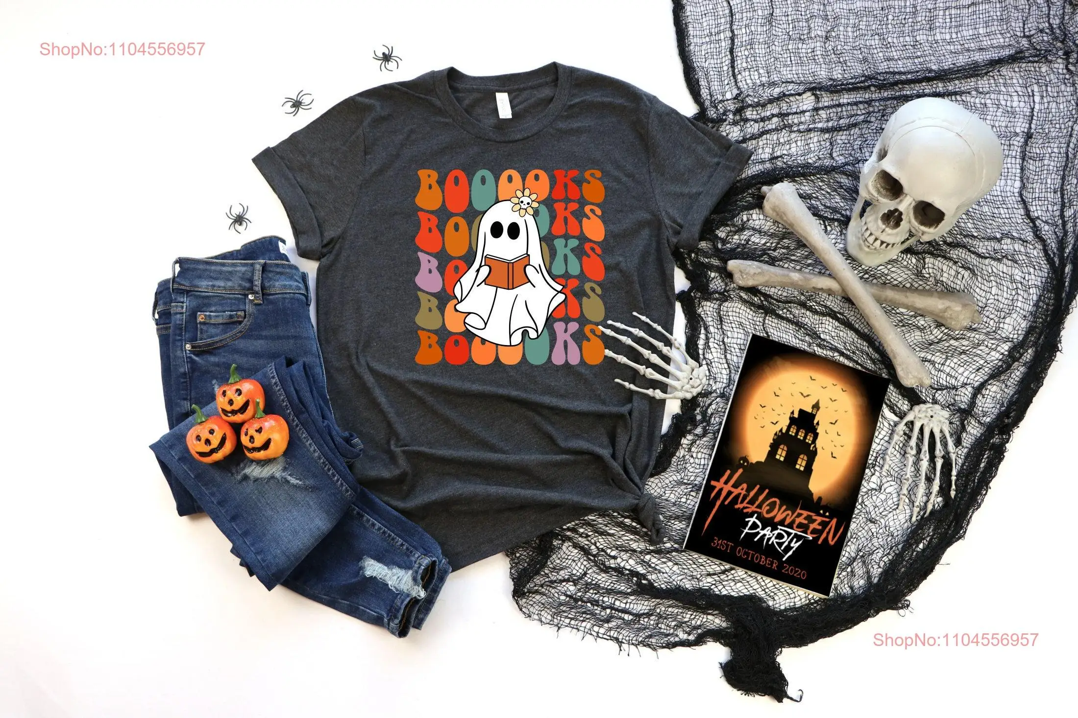 

Книги Groovy Cute Ghost Halloween SweaT Футболка Жуткий учитель Осенний сезон Reading Book Lover с длинными или короткими рукавами