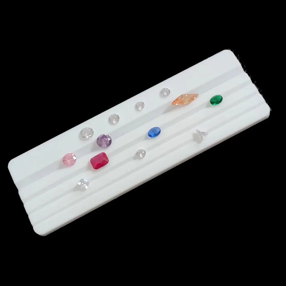 Bandeja Blanca para Clasificación de Diamantes Sueltos por Color y Tamaño, Placa Guía Ranurada para Gemas, Exhibidor Profesional para Gemólogos y Joyeros