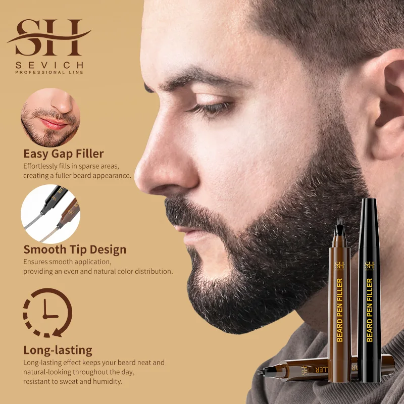 Waterproof Beard Pen Filler Men Moustache Coloring Pen Beard Coloring Filling Enhancer Black Fiber Hair Stuffing Care
