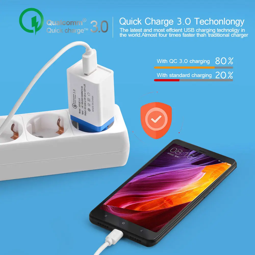 EONLINE Charge for iphone QC3.0 Mobile Phone Charging Adapter For Huawei Samsung Xiaomi ipad quick charge QC 3.0 usb car charger