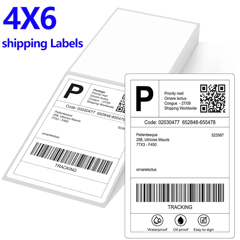 

Термоэтикетки 4x6 дюймов, 100/200/500 шт., самоклеящиеся этикетки для прямой доставки, бумага для печати штрих-кодов для DHL, UPS Express