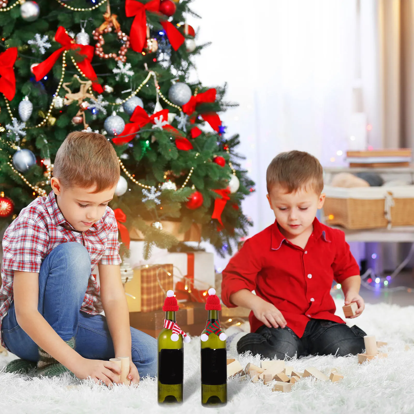 

12 Pcs Christmas Ornaments to Make Bottle Decoration Scarf Hat Crafts Xmas