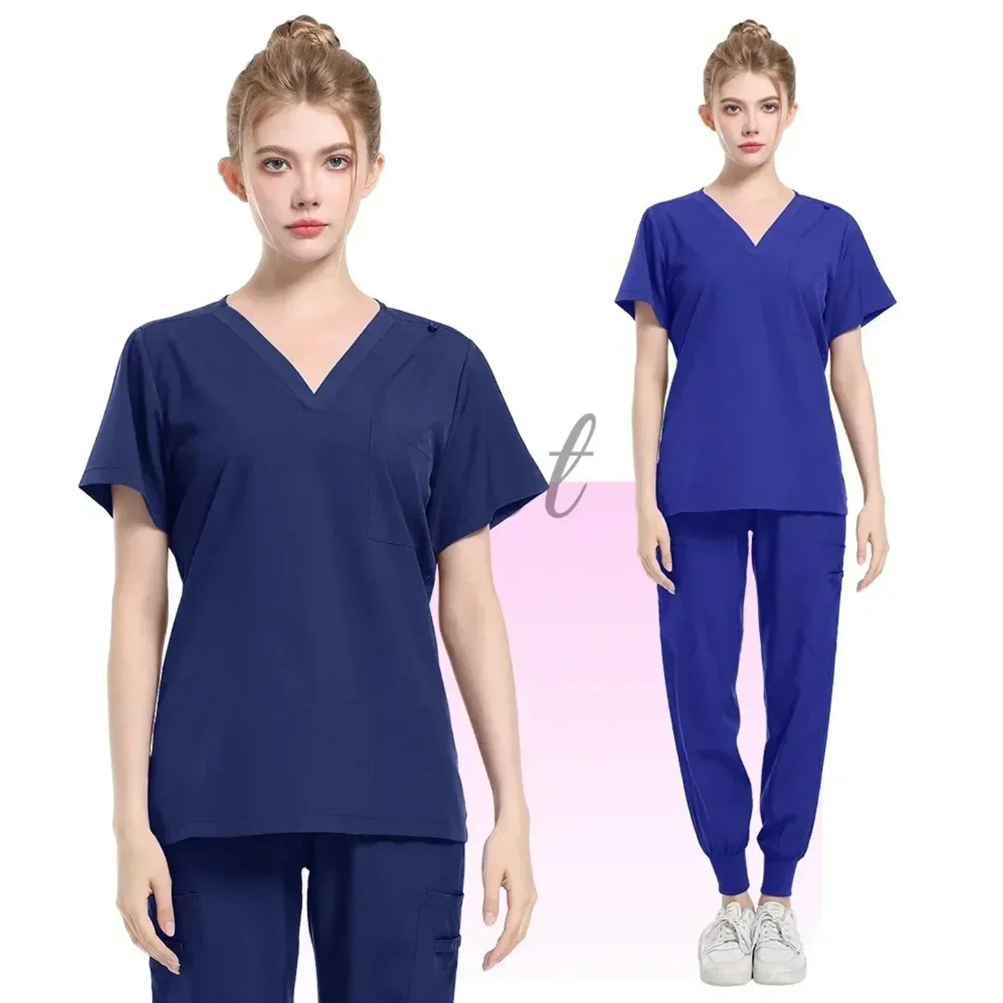 

New Scrubs Set Medical Uniforms Stretch Scrub Tops with Pocket Pants Nurse Uniform Doctor Surgery Overalls Beauty Salon Workwear