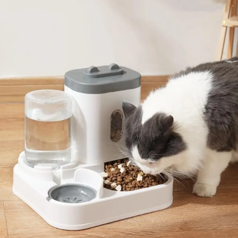 Automatic Cat Dog Feeding and Water Feeding Device Food Dispenser 2 in 1 Gravity Pet Feeder and Water Dispenser Pet Bowl Basin