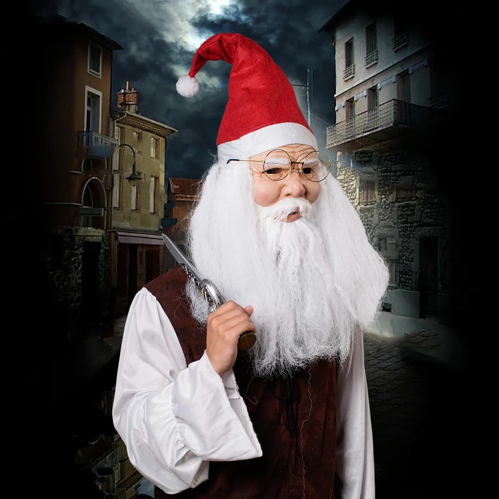 2025 Halloween Masque de Costume de père noël, 1 Pièce, Accesoires de Visa de Innovation, Costume de Nou de Pour