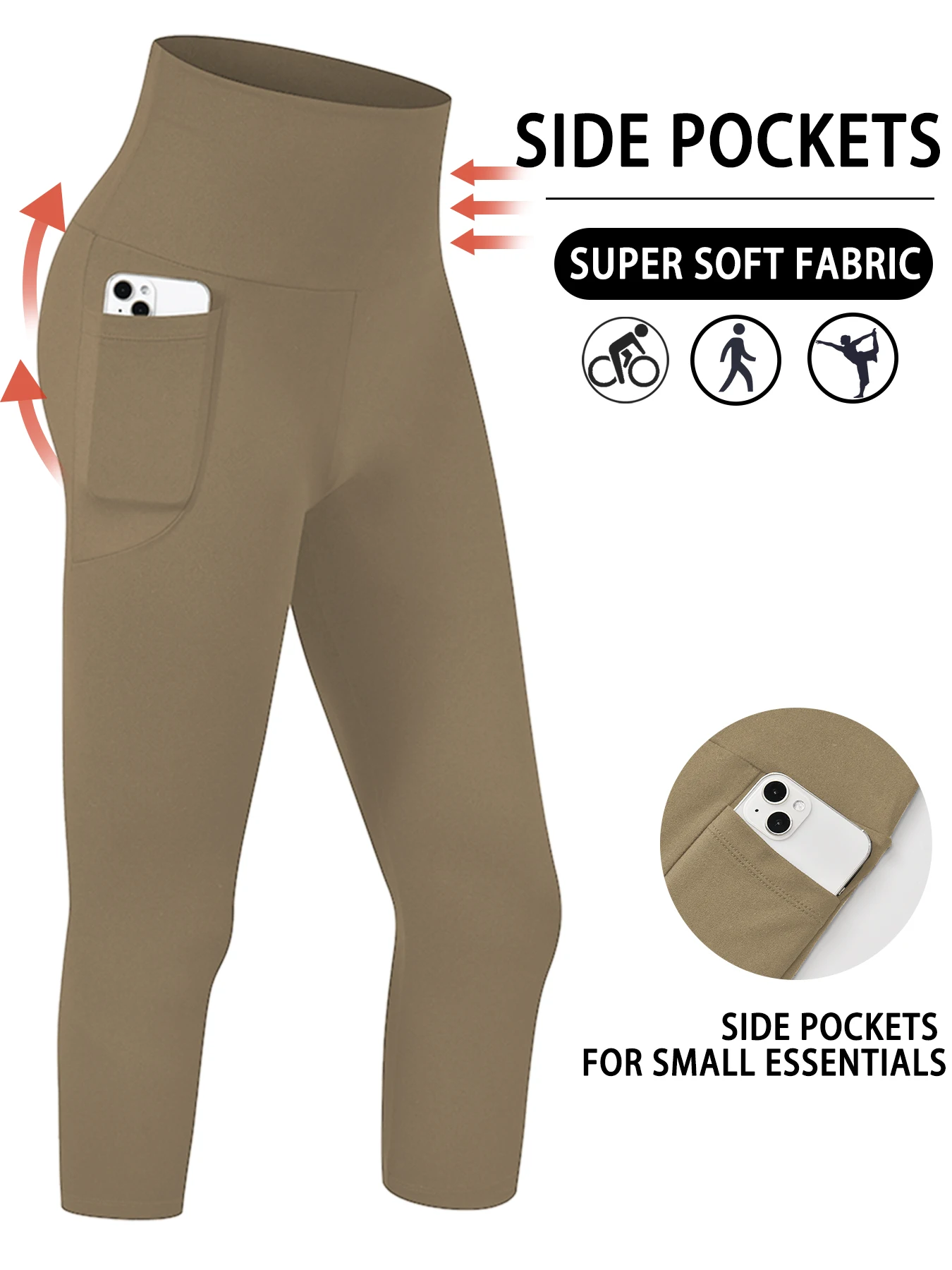 

Женские спортивные леггинсы с карманами, высота талии 5 дюймов, супермягкие, с эффектом утягивания живота, непрозрачные