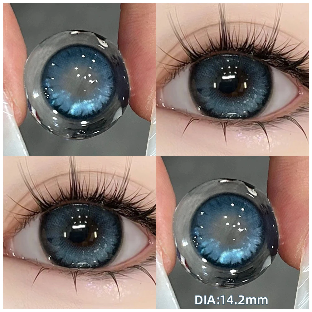 OVOLOOK-1 Pair(2pcs) Myopia Contact Lenses for Eyes Pupils Prescription Lenses With Diopters Fashion Blue Green Eye Color Lenses