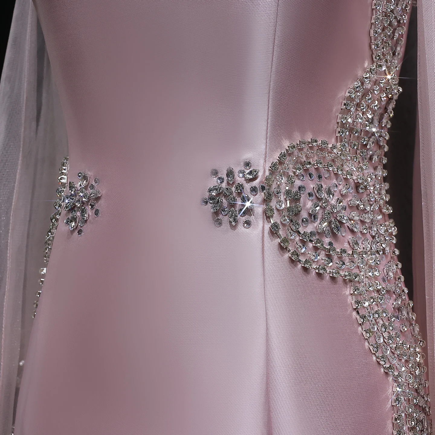 Sharon Said 2026 Neues Elegantes Rosa Zweiteiliges Satin-Abendkleid mit Kristallperlen Dubai Arabisches Damen-Abendkleid SS326 Maßanfertigung – Detail 7