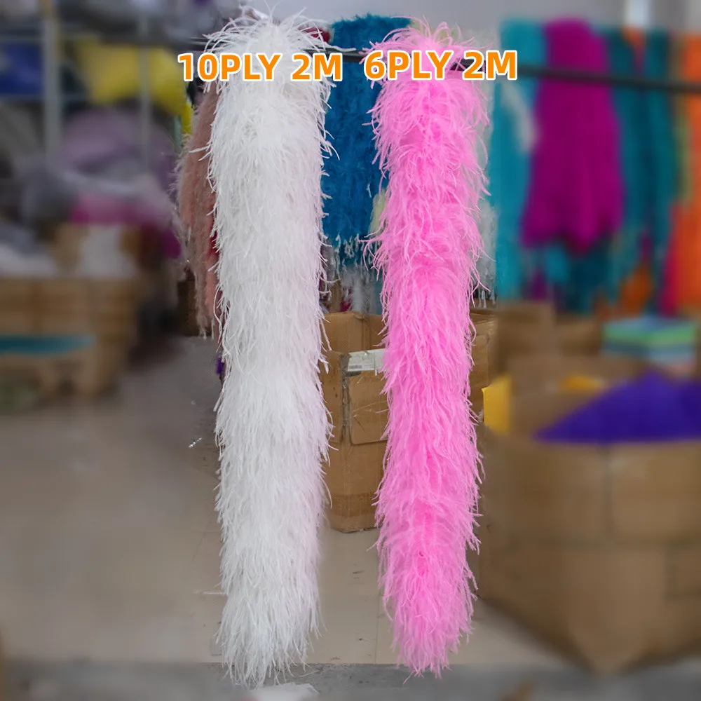 White Pink Ostrich Feathers Boa 1Ply 3Ply 6Ply 10Ply 20Ply Feather Boa Scarf Clothes Cosplay Carnival DIY Plumas Accessory Shawl