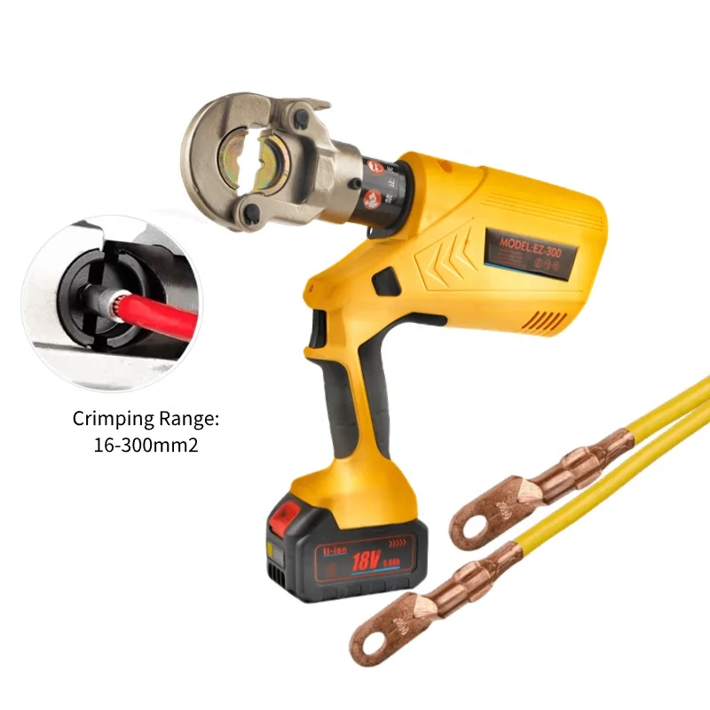 

18V Industrial EZ-300 Rechargeable Hydraulic Battery Cable Lug Crimping Tool Kit Compact 220V DIY Grade Wire Crimp Machine