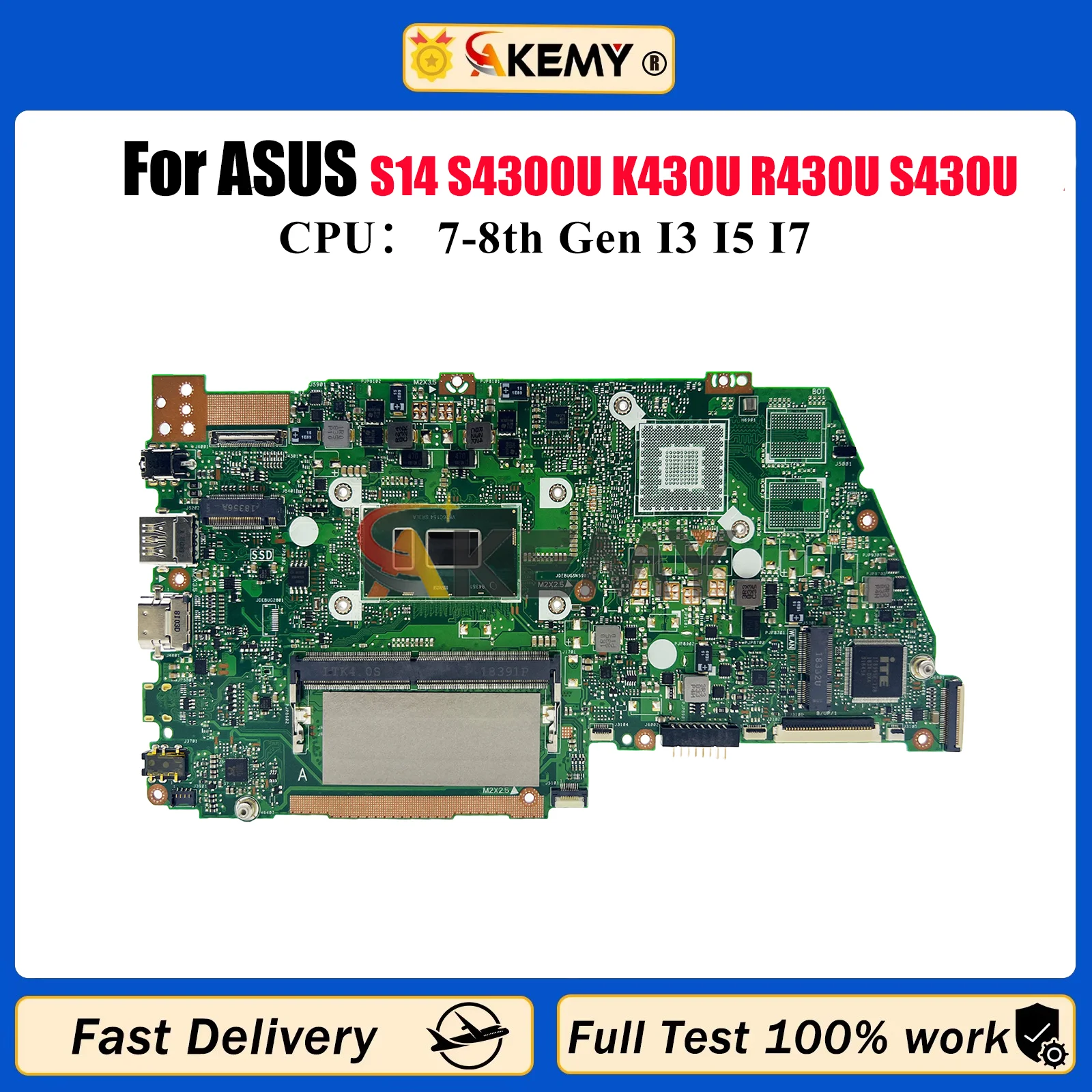

X430UN Laptop Motherboard For ASUS VivoBook X430U S14 S4300U K430U R430U S430U V430U X430UA X430UN Mainboard With I3 I5 I7 CPU