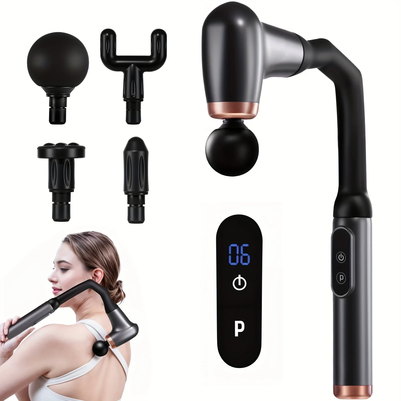 

Deep back massager with 6 levels of intensity and 3 modes, equipped with 4 professional massage heads