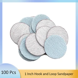 100PCS 1Inch 25mm Sanding Discs Hook & Loop White Dry Sandpaper Grinding 60 to 1000 Grit For Wood Drill Grinder Rotary Tools