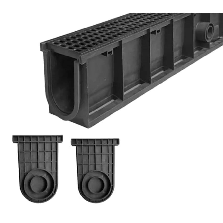 

A15 Deep Profile HDPE Trench Drain System for Yard-39.4Lx6.3Wx7.8H in. Channel Drain with Grates, Plastic Yard Drainage Systems