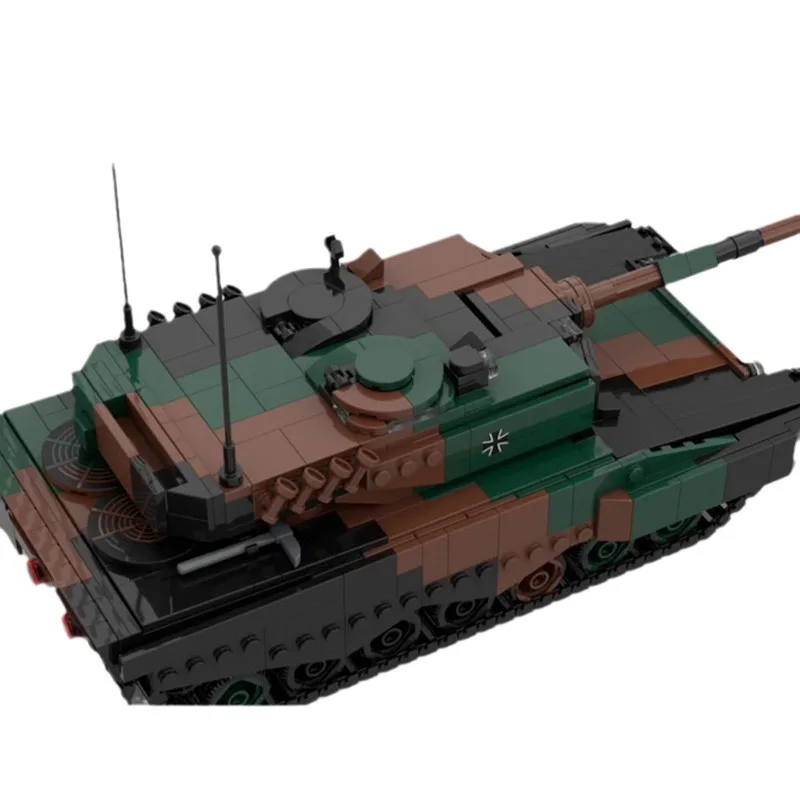 WW2 wojskowy Leopard 2A główny czołg bojowy DIY montaż cegieł opancerzony pojazd bojowy Model klocki edukacyjne zabawki prezenty