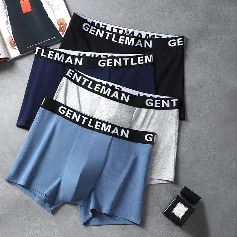 

3PCS/Pack 95% Cotton Antibacterial Boxers Hombre Breathable Mesh Large U Pounch Men's Panties High Elastic Knit Soft Underwear