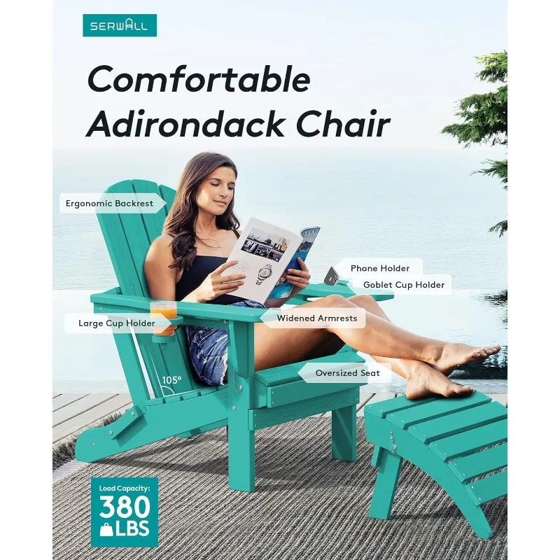 Adirondack-Stuhl mit Getränkehaltern – Adirondack-Stuhl aus Verbundwerkstoff, HDPE-Außenstühle für alle Wetterbedingungen – Aruba