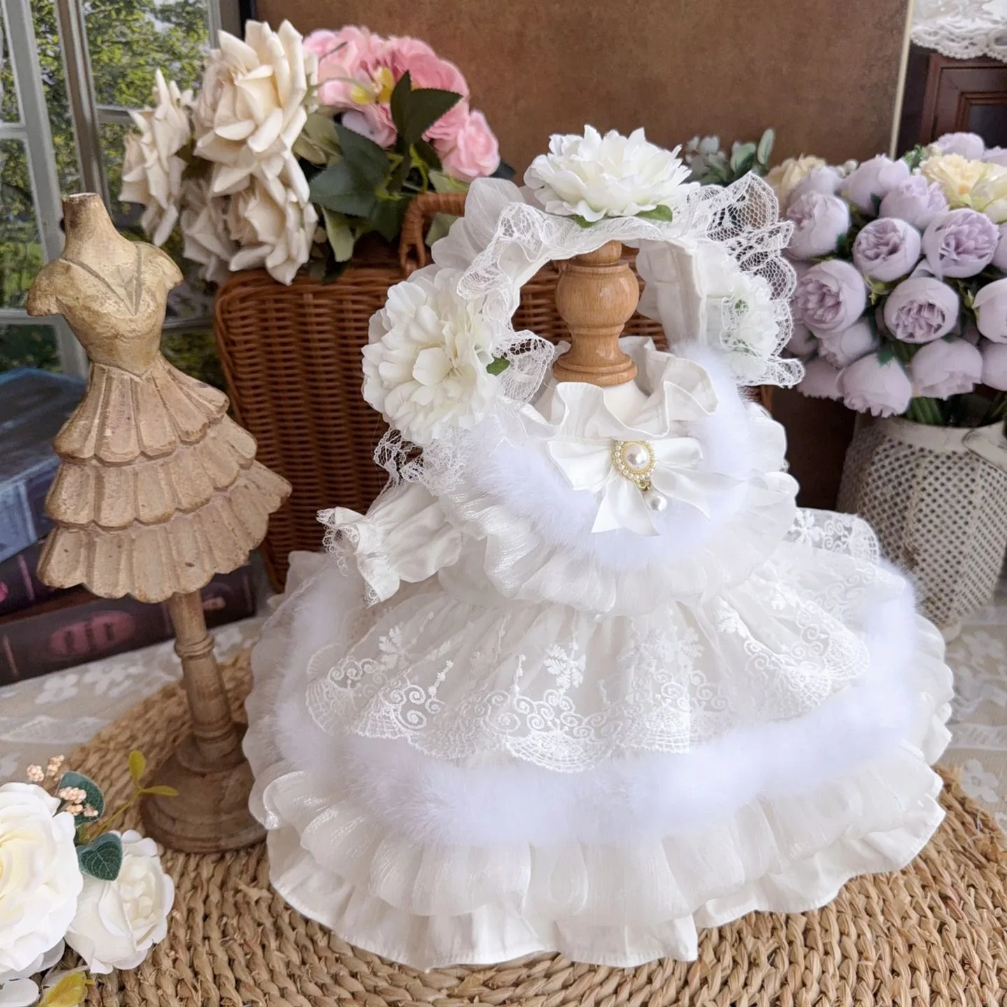 Ropa de muñeca de algodón de 20cm, 15cm y 10cm, vestido de novia para muñeca reborn de 50cm y accesorios para el cabello de muñeca, envío gratis
