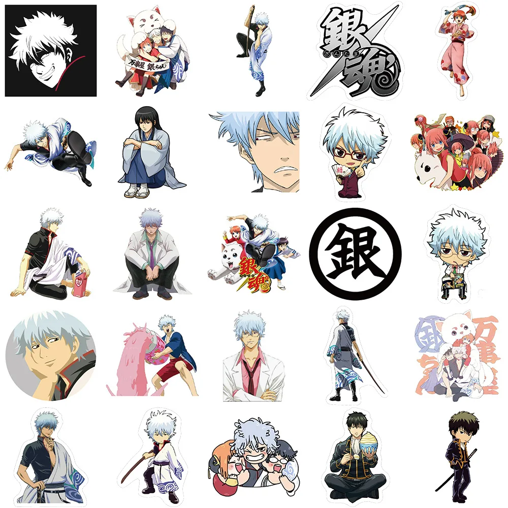 50pcs GINTAMA Graffiti Sticker Cartoon DIY Skateboard Suitcase Waterproof Sticker Decoration