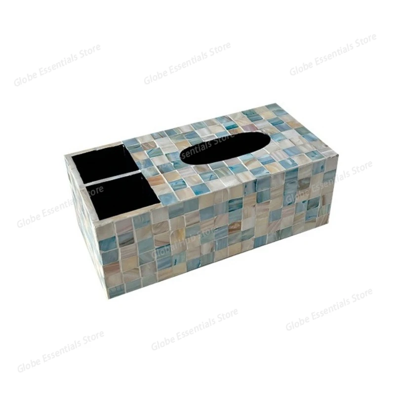

Colorful Shell Tissue Box Handmade Mother-of-pearl Pumping Paper Box Home Living Room Coffee Table Storage Supplies