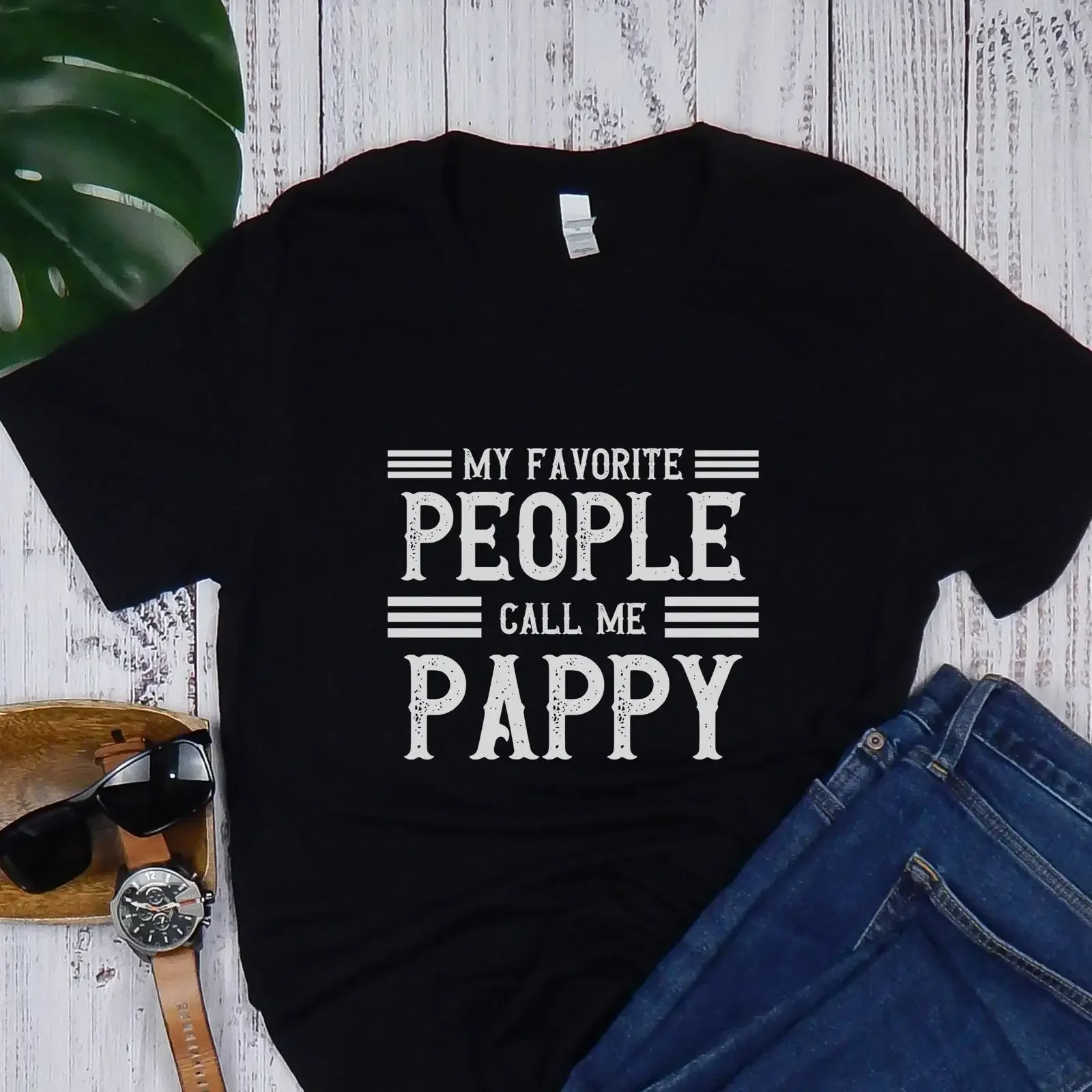 Camiseta para hombre con la frase 'Mis Personas Favoritas Me Llaman Pappy', divertida, para el Día del Padre, estilo vintage lavado, suave, para uso diario