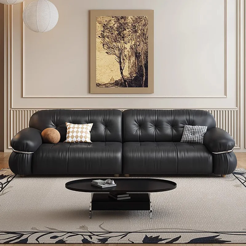 Französisches Retro-Ledersofa aus Rindsleder der ersten Schicht