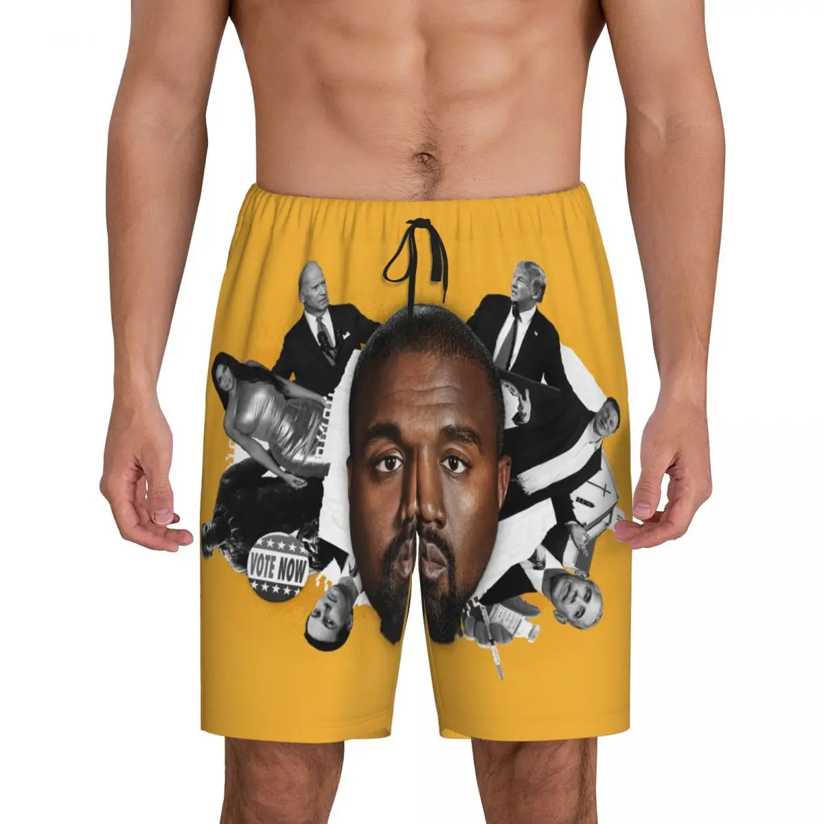 

Custom Print Men Funny Kanye West Meme Pajama Shorts Rapper Music Producer Sleep Pjs Sleepwear Bottoms with Pockets