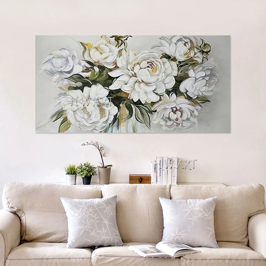 لوحات زيتية قماشية، زهور تجريدية، رسم فني نباتي جدار أكريليك بدون إطار، صورة ثلاثية الأبعاد كبيرة الحجم ديكور حديث، بيع بالجملة