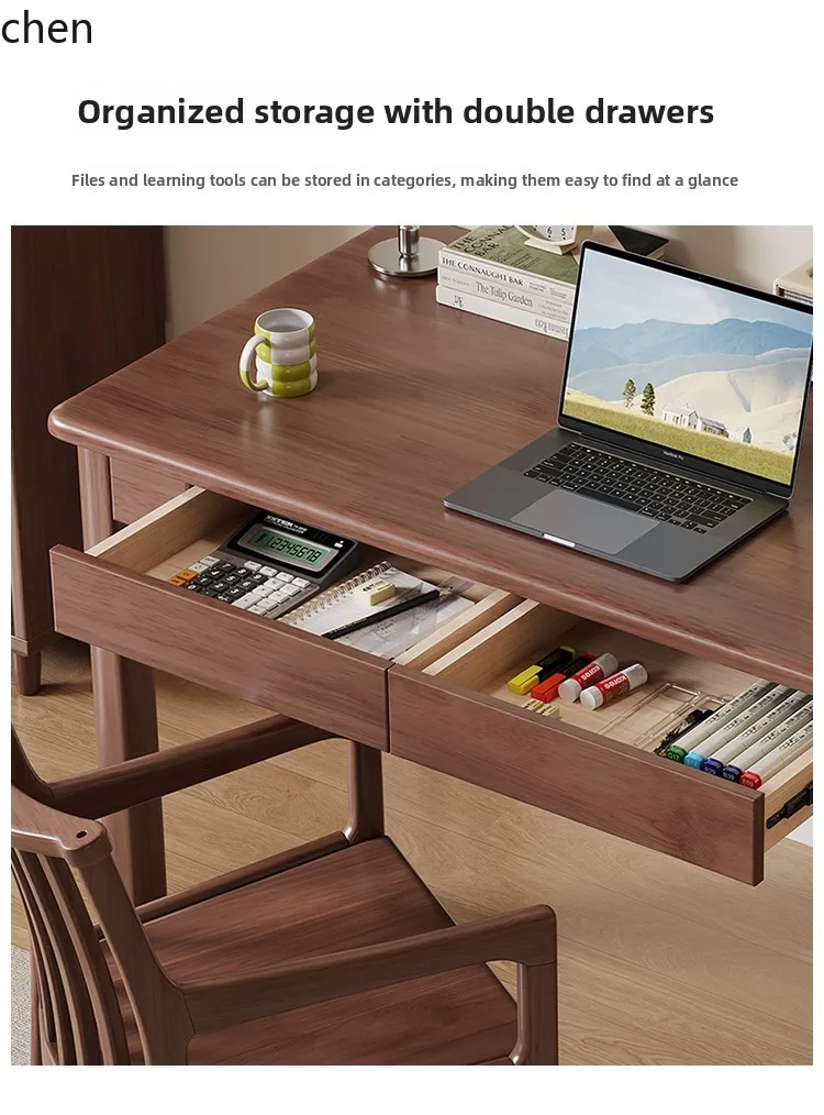 HXL Walnut Solid Wood Desk Bedroom Office Desk Study Desk