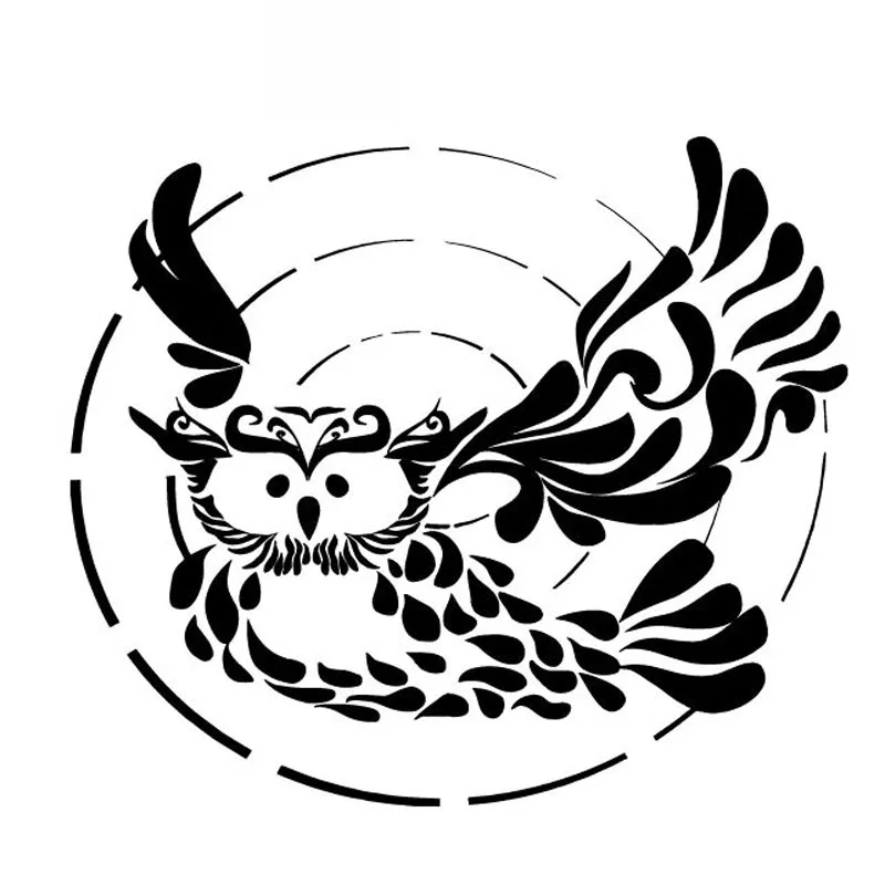 Owl Bird Feather Wings Art Decals High Quality Car Window Decoration Personality Pvc Waterproof Decals Black/white, 16cm*13cm