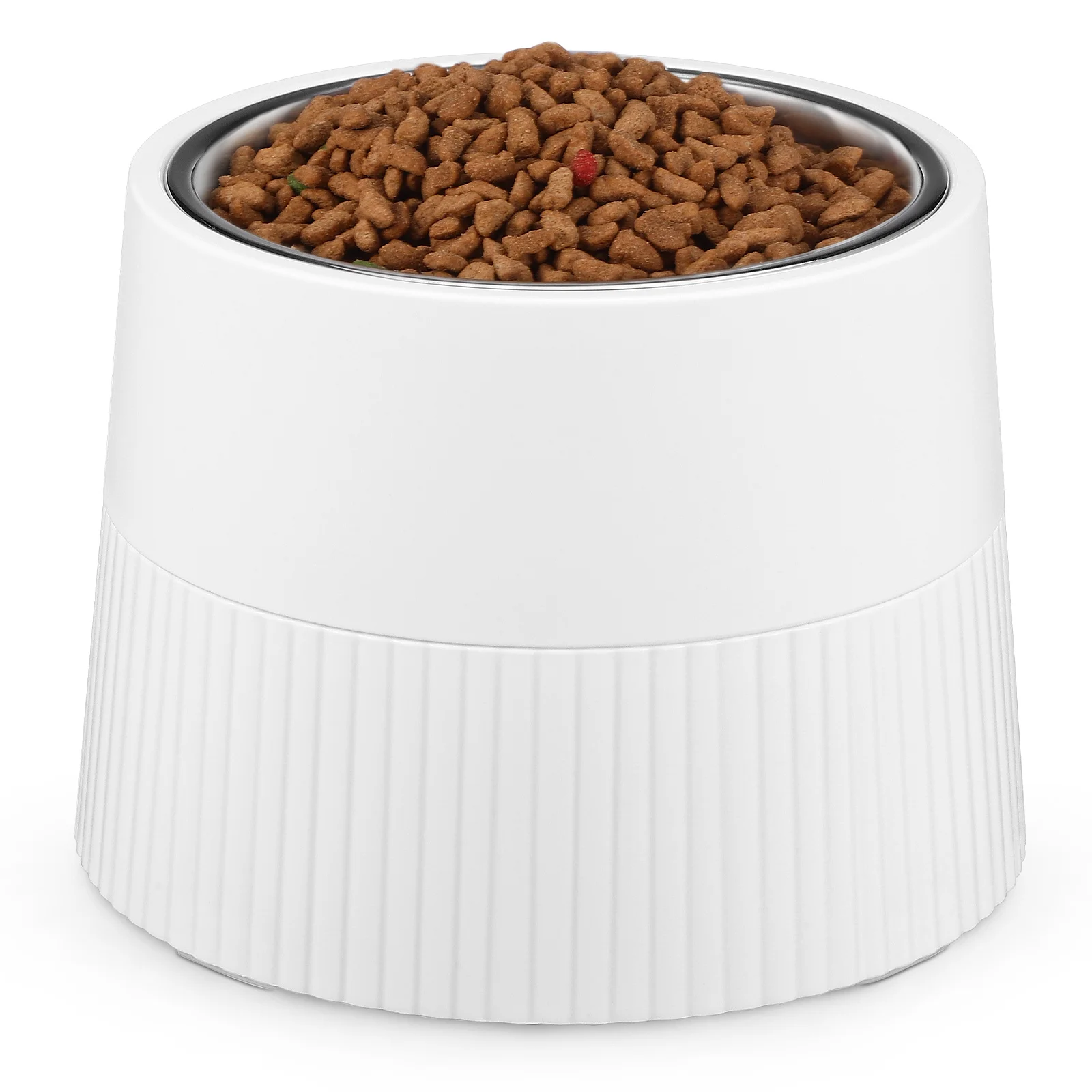 Stainless Steel Pet Bowl Tall (White) Bowls for Dogs Elevated Double Stand Cat Food Holder