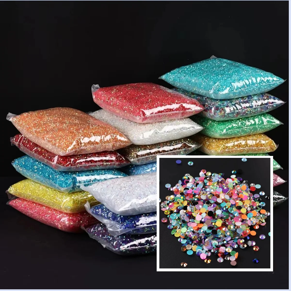 Bulk Wholesale 2-6mm Jelly AB Resin Non Hot Fix Rhinestones Flat Back Plastic Crystals Strass Glitters Big Package Stones