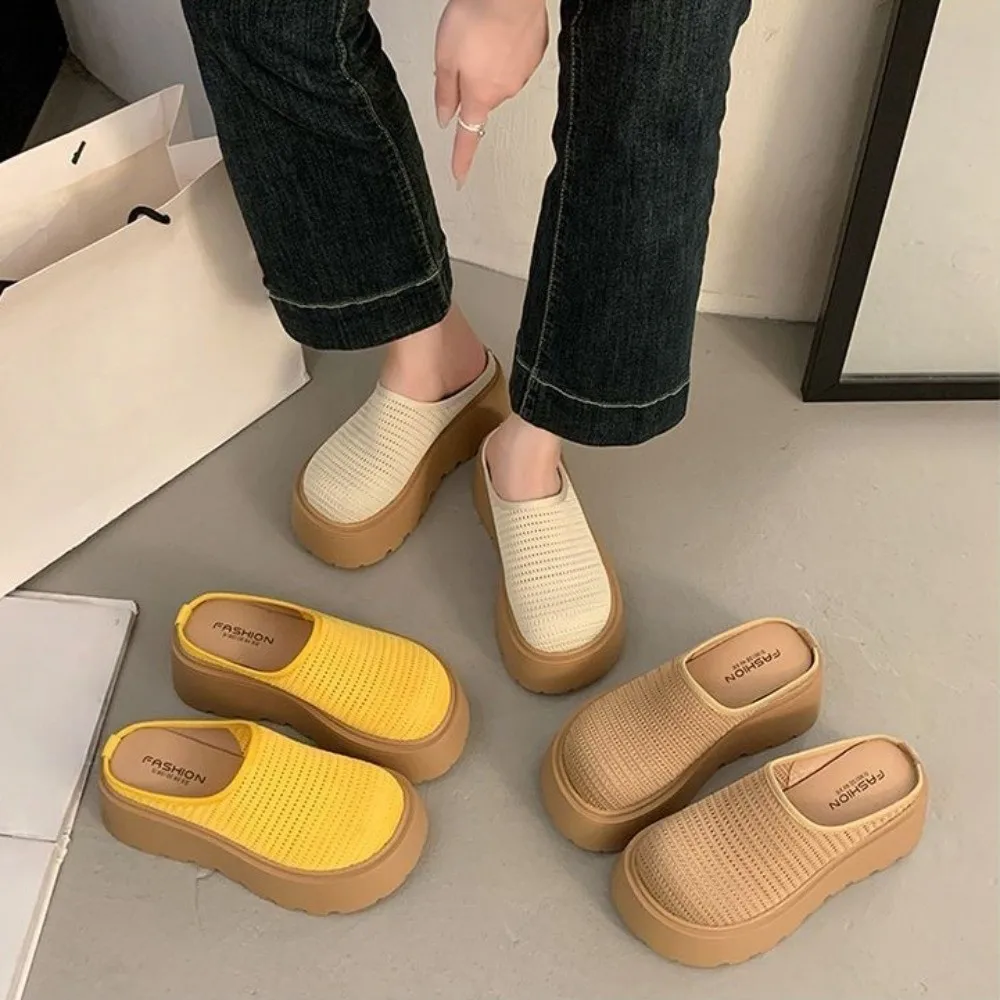 

Праздничные сандалии с круглым носком, водонепроницаемые нескользящие сетчатые приморские сандалии, простые туфли на плоской подошве, тапочки с толстой подошвой, пляжные отпускные туфли