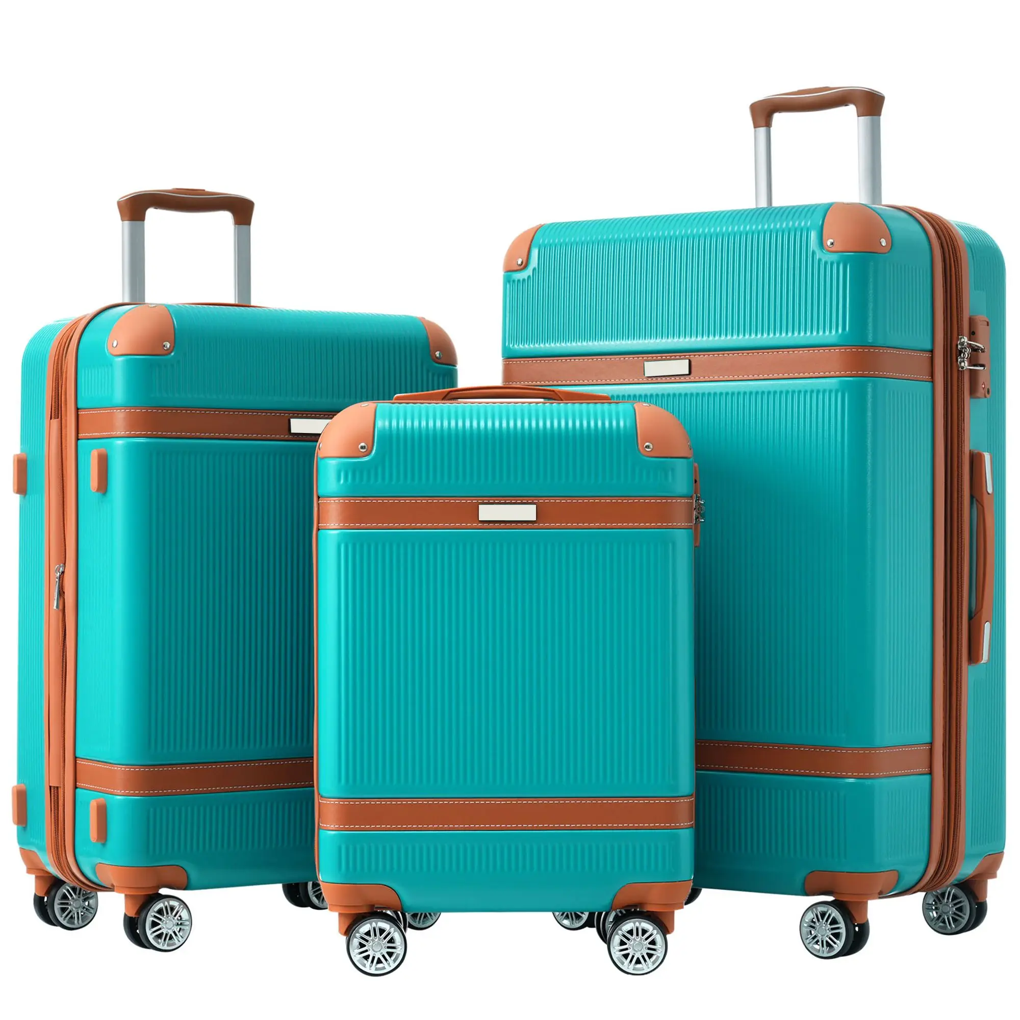 

Hardshell Luggage Sets 3 Piece double spinner 8 wheels Suitcase with TSA Lock Lightweight 20''24''28''