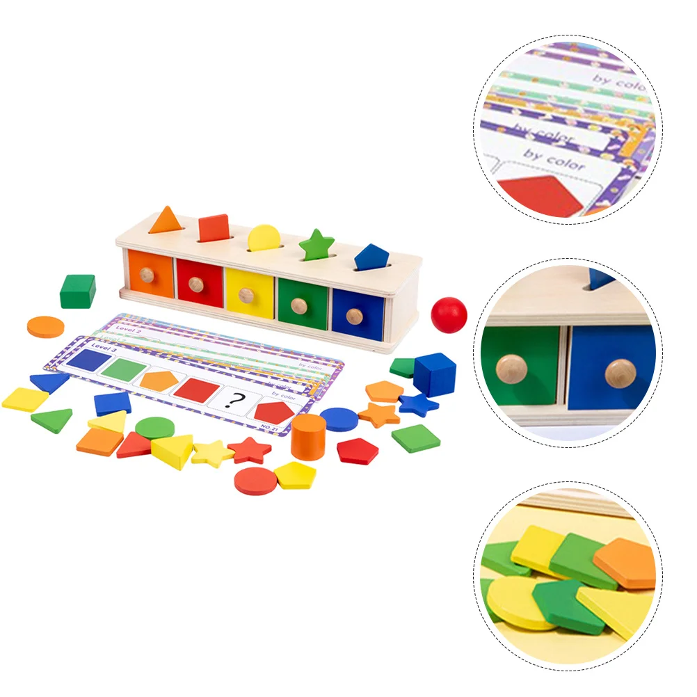 1 set 1 Set Of Color Number Matching Box Kids Shape Sorting Toddler Learning Puzzle Educational Wooden For 2 Year Old Fine Motor