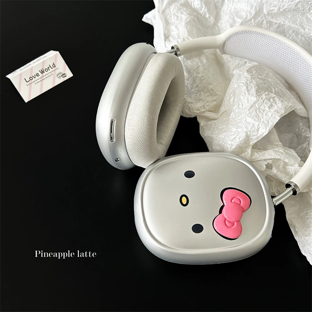 Luxury Silver Plating Hello Kitty Suitable for AirPods Max Headphone Protective Cover TPU Clear Protective Anti-fall Hard Case