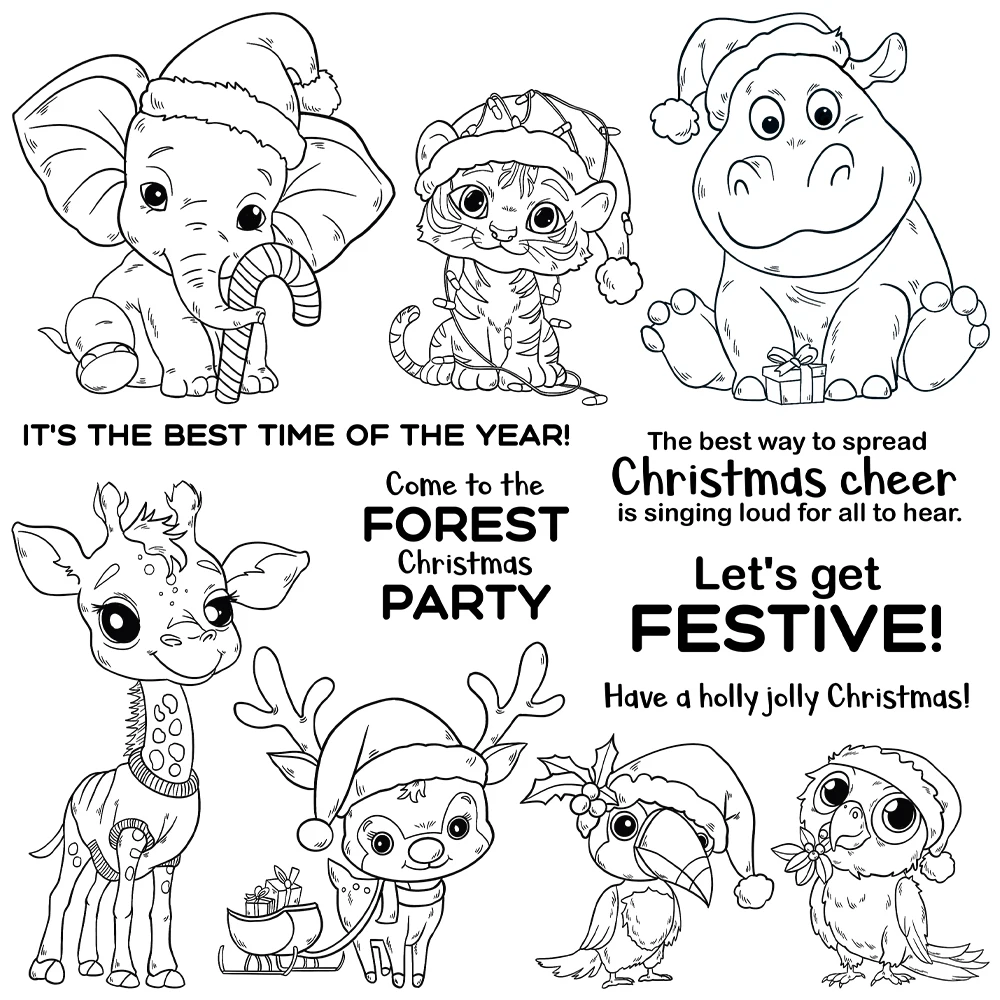 Mangocraft Cute Christmas Animals Cutting Dies Clear Stamp DIY Scrapbooking Metal Dies Silicone Stamp For Cards Album Decor
