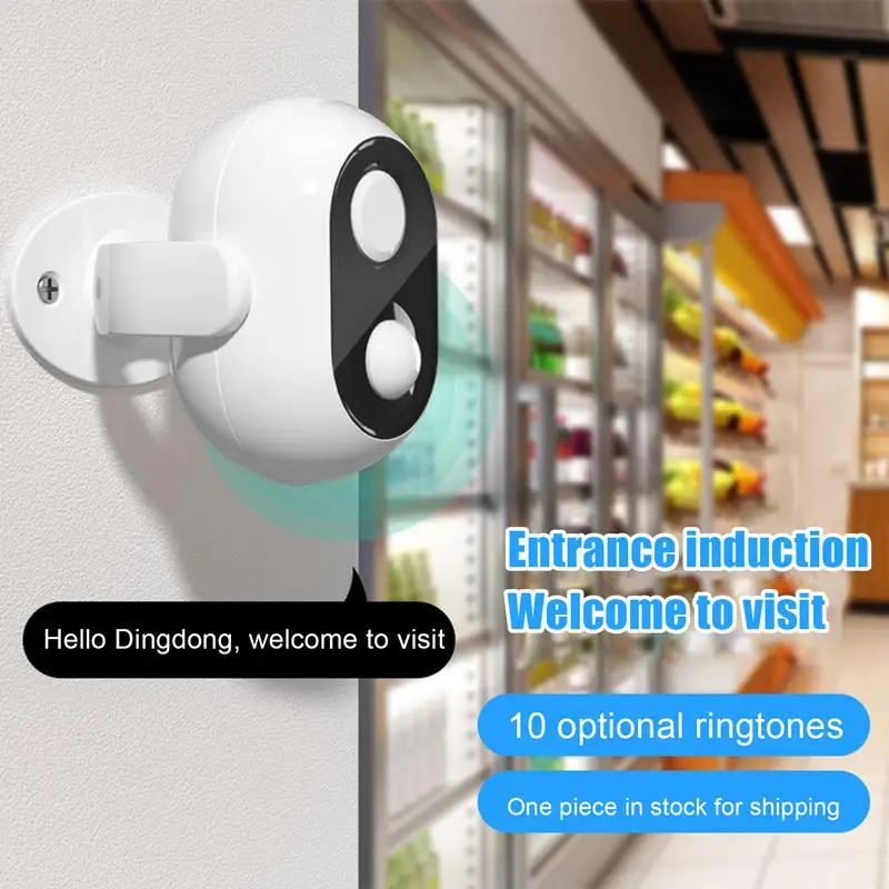 Motion Sensor Door Chime Entrance Welcome Sound Player With 360 Degree Rotation Sensor Alarm Detector Audio Player