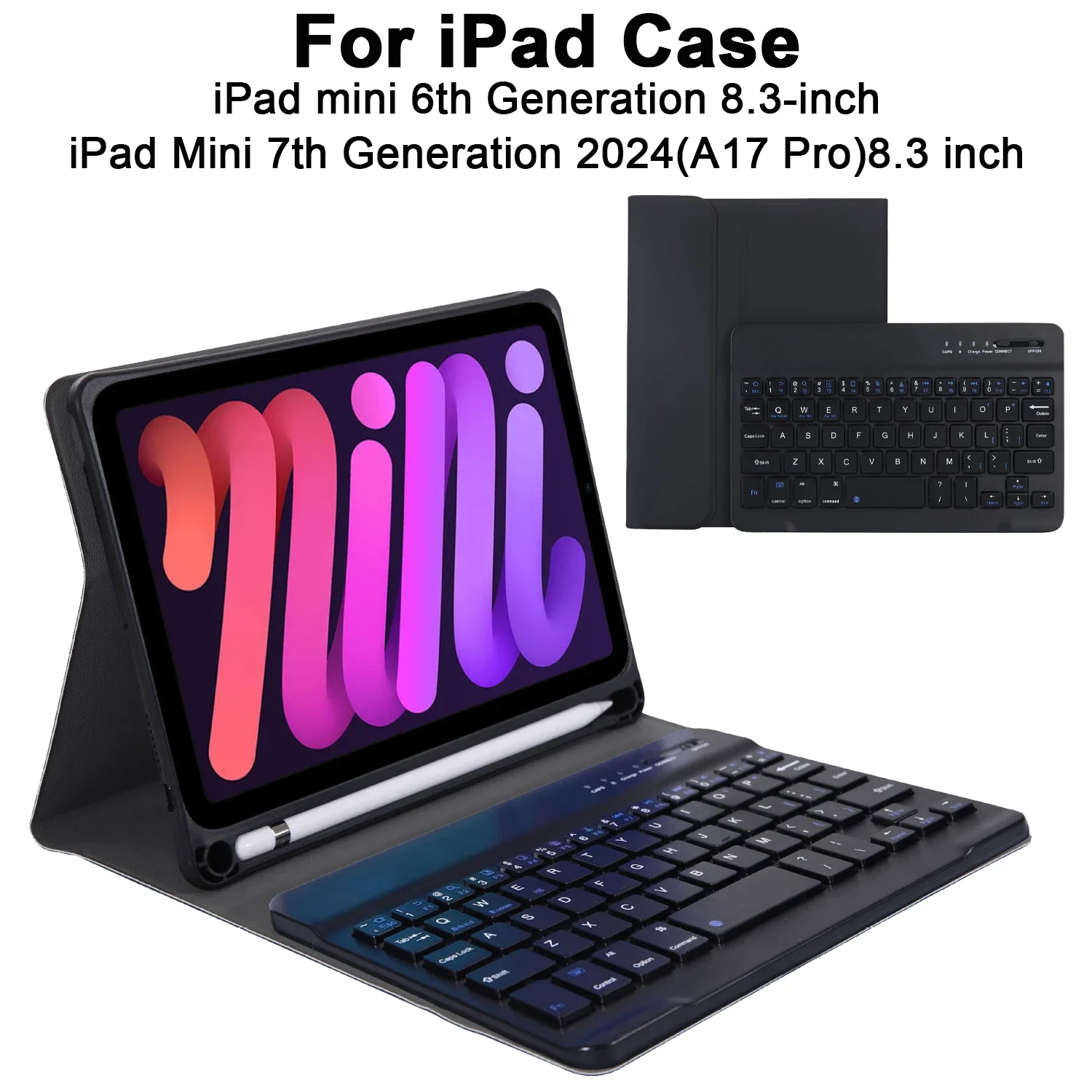 

For iPad Mini A17 Pro 8.3 inch Case, Keyboard Case for iPad mini 6th Generation 8.3-inch Keyboard Case