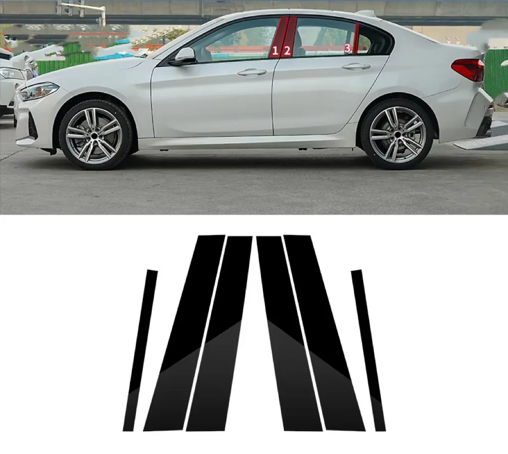 6Pcs Glossy Black Pillar Posts Cover Fit for BBMW 1-Series F20 2012 2013 2014 2015-2019 Window Car Door Trim BC Column Sticker