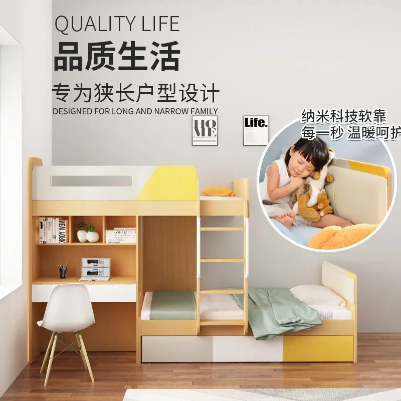 for Multifunctional Bunk Bed with Desk and Wardrobe Adult Upper Lower Dislocation High Low Bed for Mother and Child with
