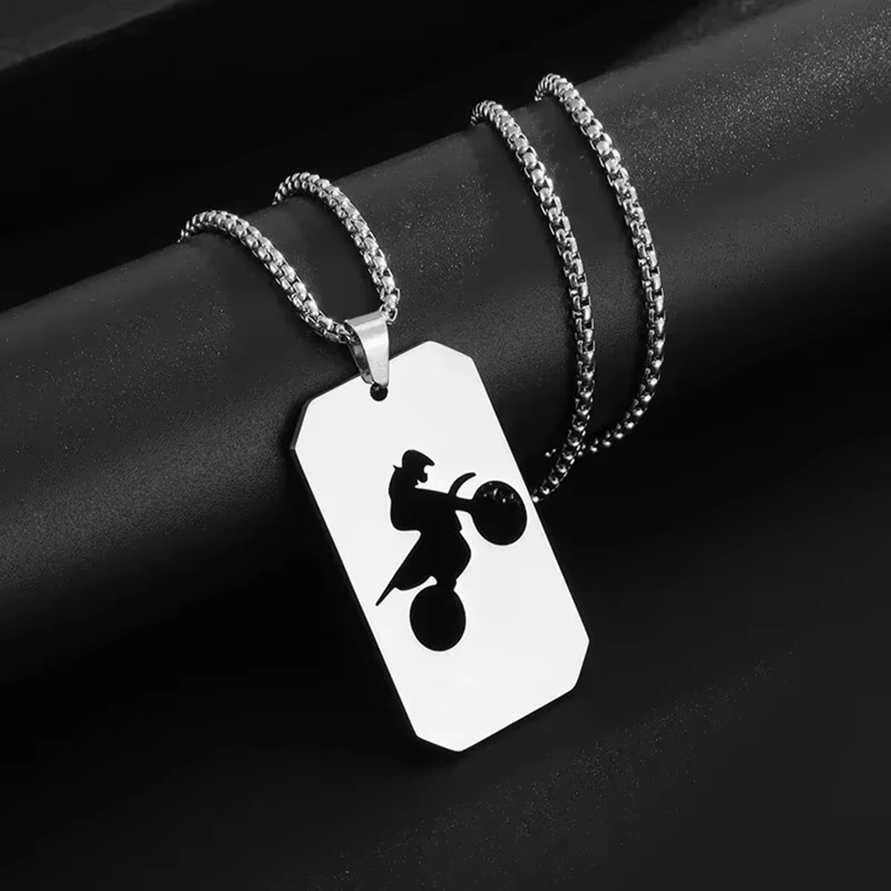 1PC Hip Hop Stainless Steel Hollow Carving Extreme Motorcycle Pendant Necklace Men's Punk Fashion Casual Sports Jewelry Gift