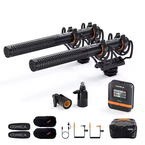 COMICA VM40 2.4G Super Cardioid Shotgun Microphone, Wired and Wireless dual modes, Bluetooth microphone for Camera/Smartphone/PC